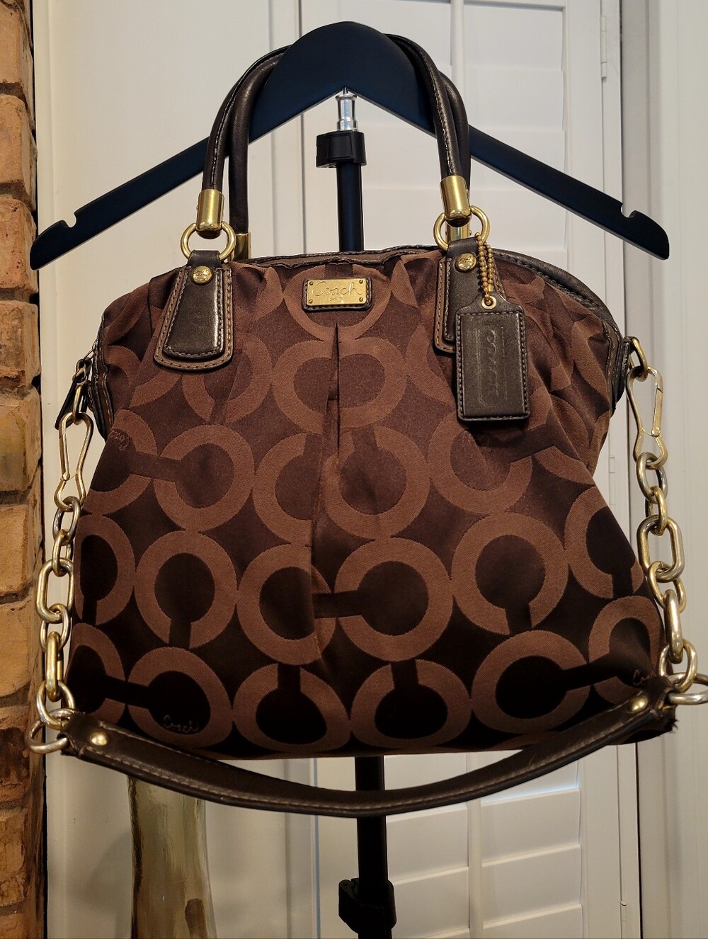 Coach Brown Signature Canvas Satchel